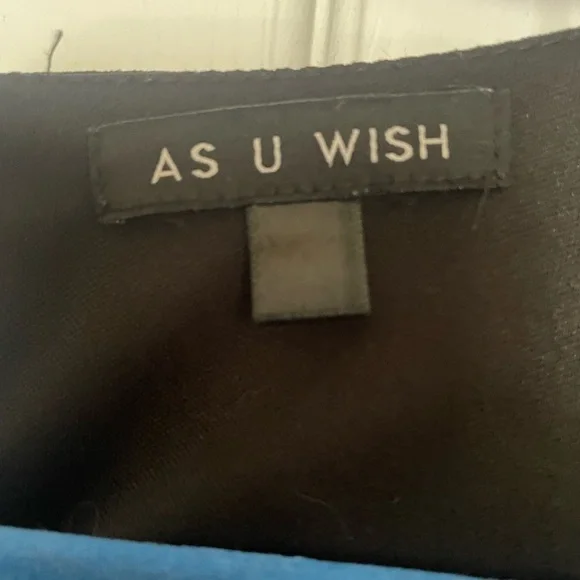 AS U Wish Size L black Embroidered Hem Pleated Front Lined Dress - Picture 5 of 11